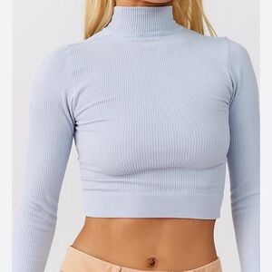 Out From Under Urban Outfitters Light Blue crop mock neck long sleeve shirt XS